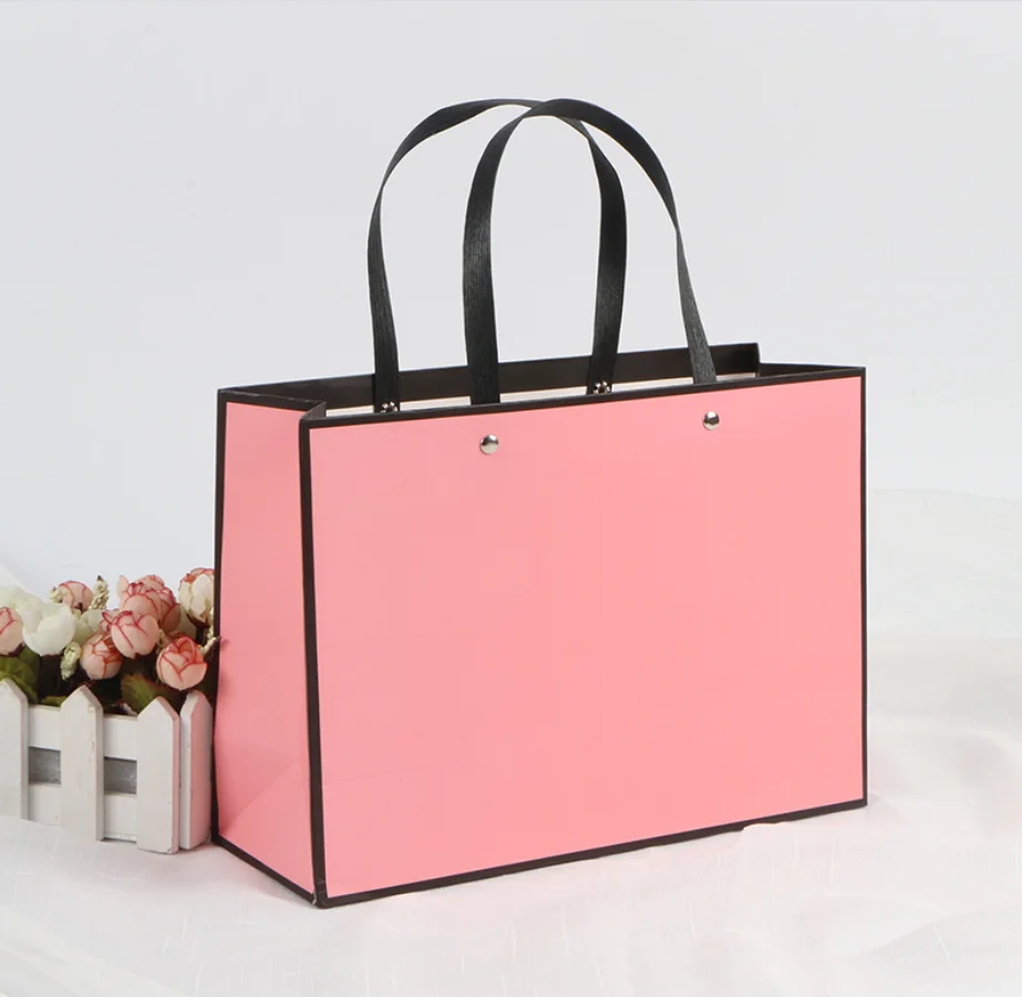 Custom Printing Logo Rivet Handbag Large Clothing Bag Fashion Luxury Shopping Paper Bag with Handles Making Machine