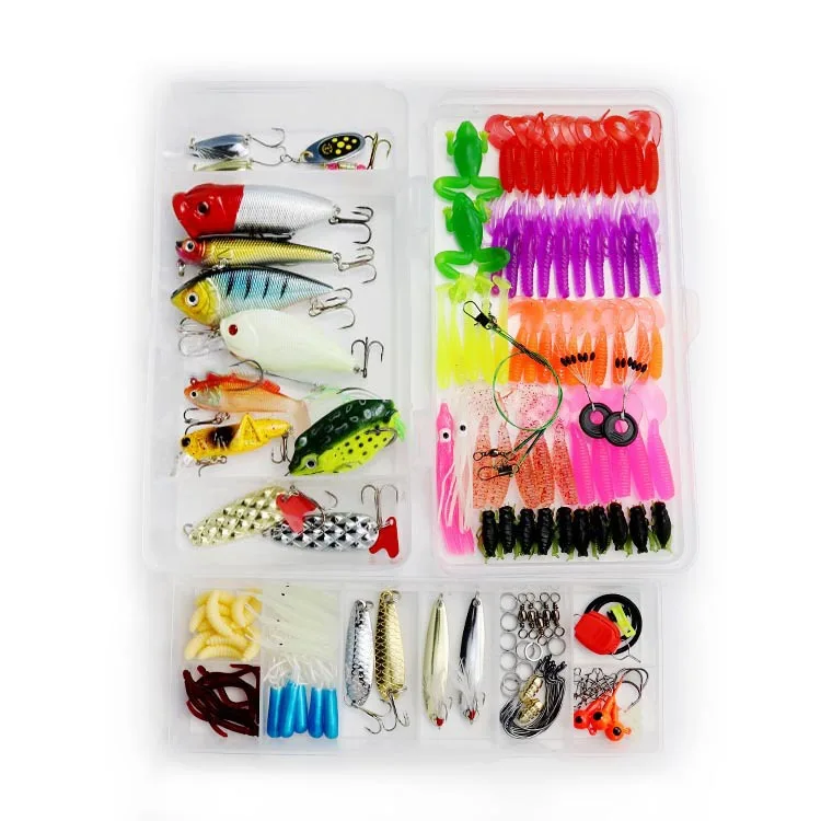 160pcs Fishing Gear Set Sequins Spoon Lure Minnow Soft Bionic Bait Accessories Tackle Box Fishing Lure Kit Fishing Accessories