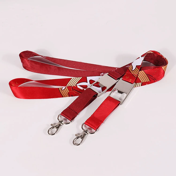 Custom Polyester Printed Sublimation Lanyard with Beer Bottle Opener