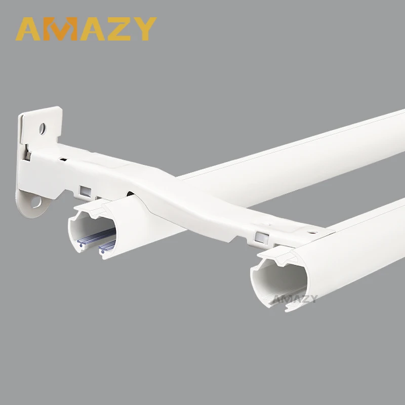 Modern Luxury Heavy Duty Bendable Aluminium Curtain Rail Track Ceiling Mount Curtain Rod With Strong Gliders