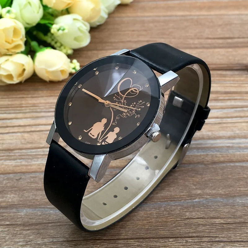 Wholesaler cheap cute pair watches for couples leather strap casual quartz romantic Electronic couple watches