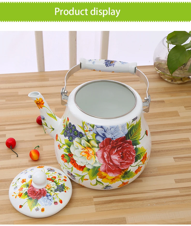 5L Factory Wholesale High quality Russia/Arabia big size tea pot cooking enamel tea kettle home decoration