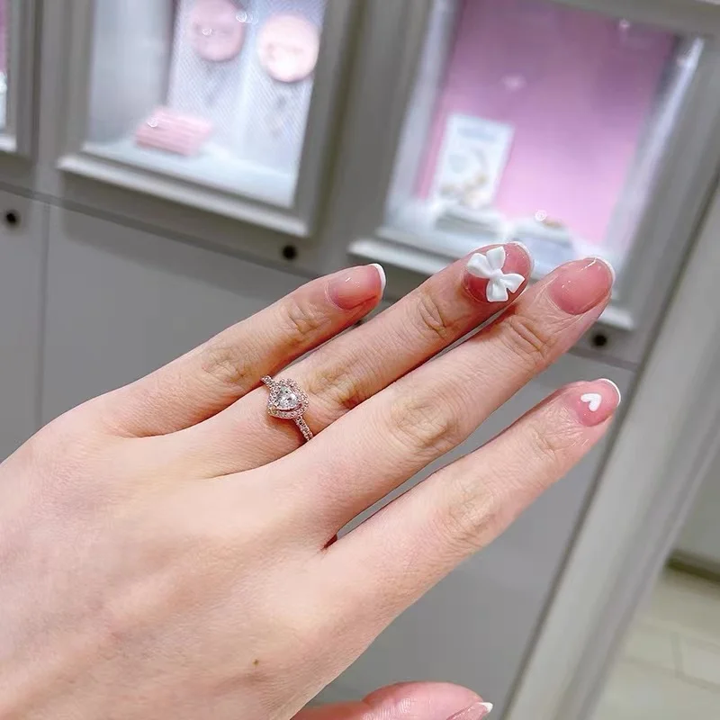 Manufacturers wholesale fashion popular women ring fit for Pandora Rose gold pink ring lofty heart ring