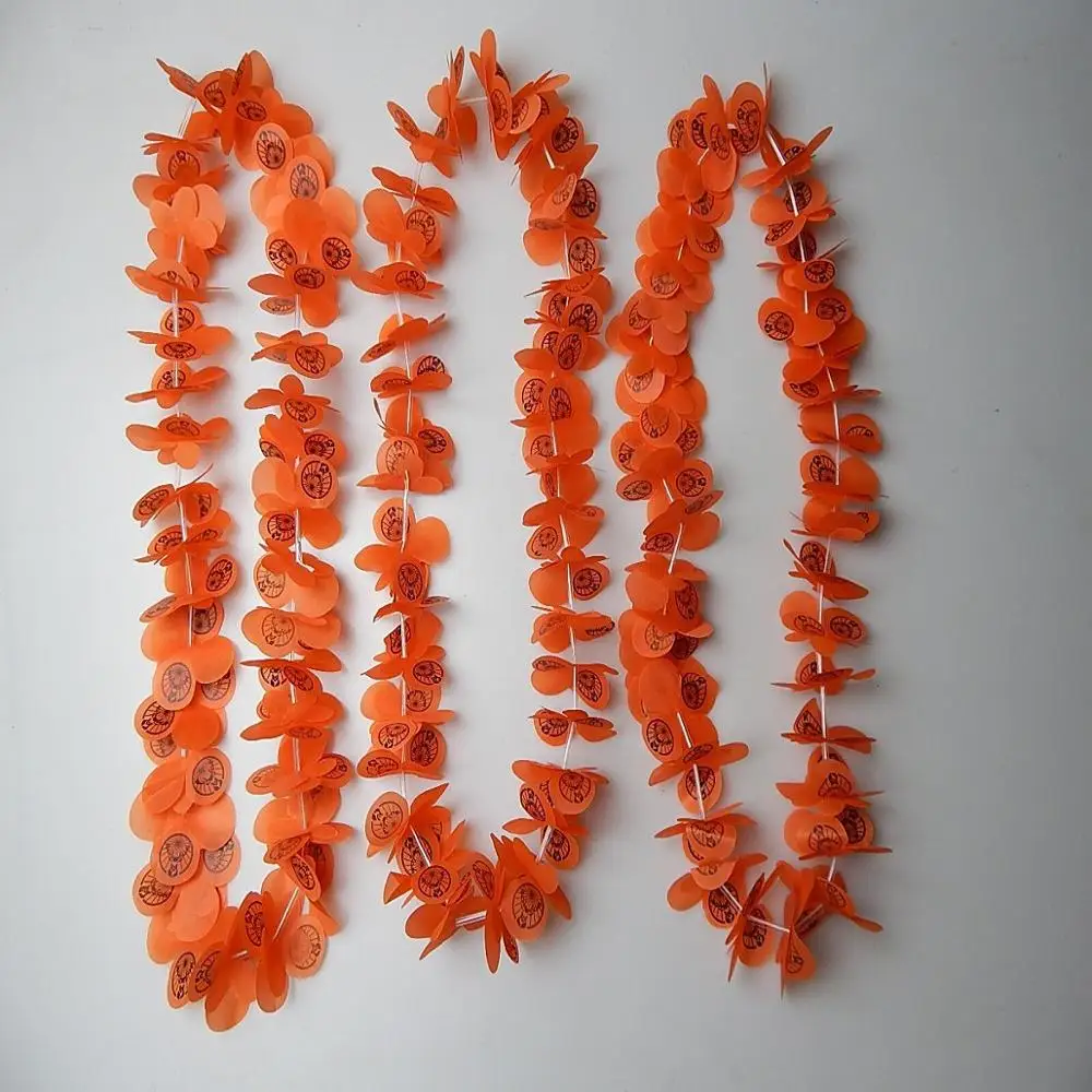 wholesale Customized  Hawaiian Luau Flower lei  Necklace orange jagermeister lei