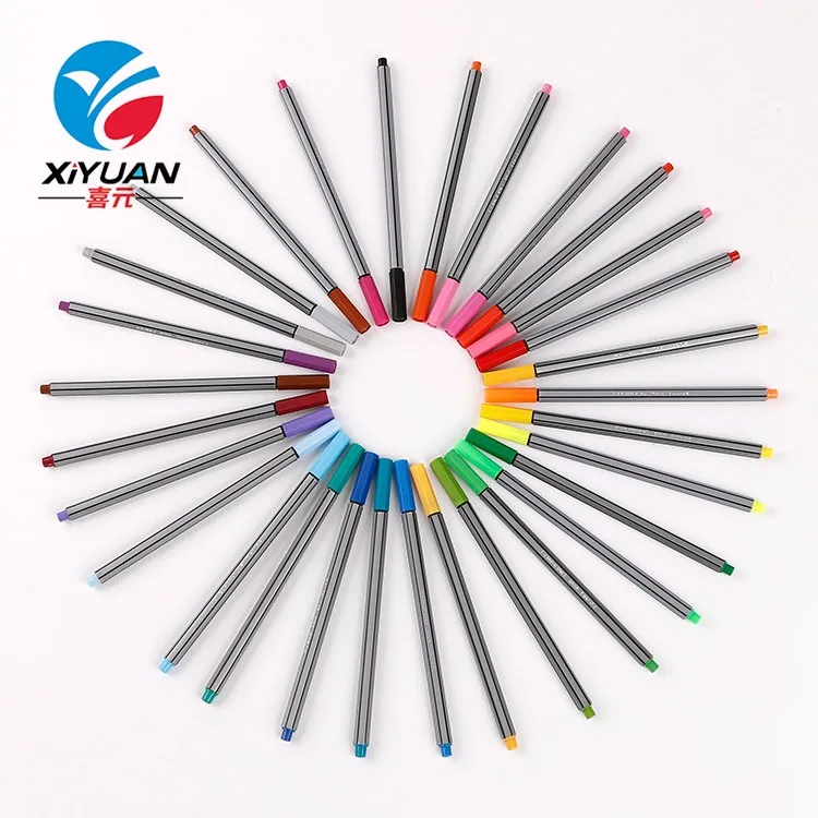
30 color watercolor pen with hexagonal round pole and fine metal head with colored line 