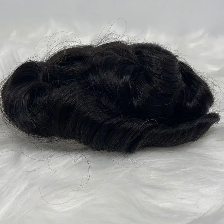 Cheap Mens Pu Base Toupees Full Wave Capillary Quality Virgin Hairpiece Mono Kinky Replacement Long African 8*10 Blonde Top All