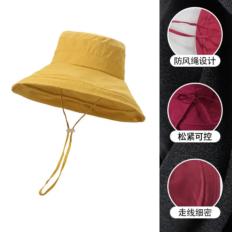 Breathable Wide Brim bucket Hat Outdoor Sun Protection Safari Mens Bucket Hats Travel fishing cap bucket hat wiht custom logo
