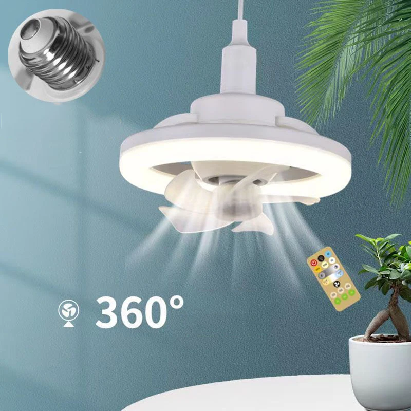 Ceiling Led Fan Blade Moving Head Intelligent Dimming E27 Fan Bulb Home Decor 360 Rotating Remote Control Modern Ceiling Fan