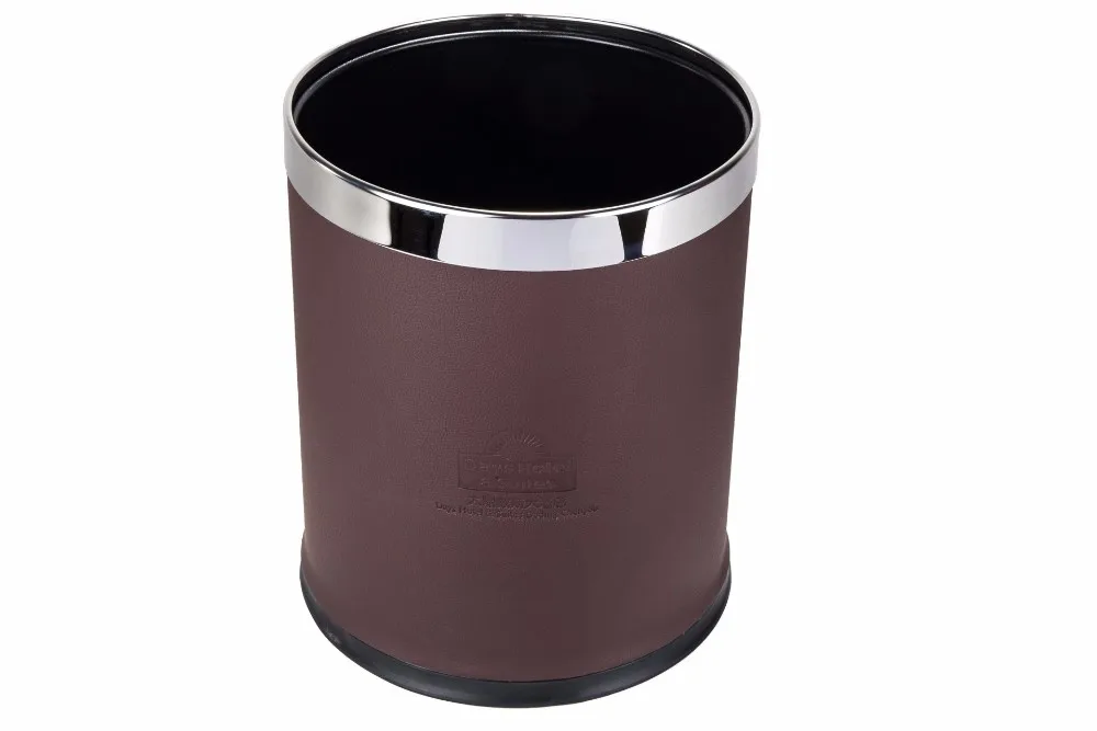 luxury leather Hotel dustbin manufacturer for hospitality guestroom kitchen diaper trash can waste waste bins