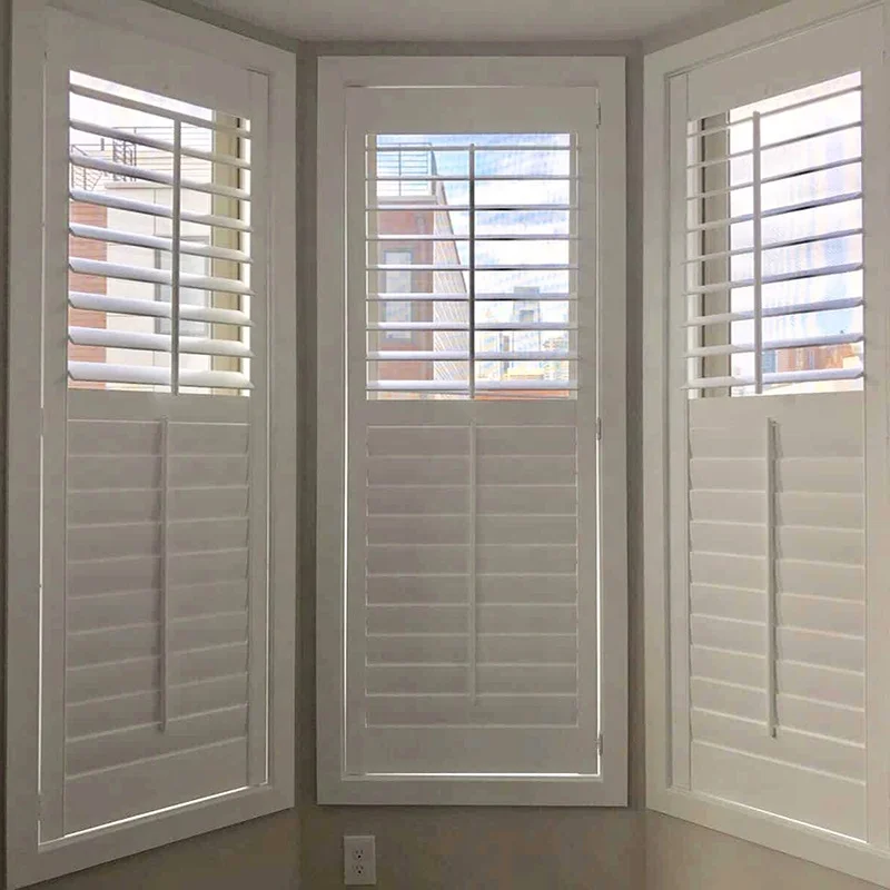 Factory Custom Interior Plantation Wood Window Shutters Automation Hidden Control