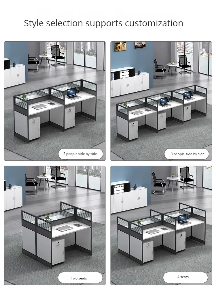 Customized modern office workstation modular partition cubicle 2 4 6 persons office partition partition