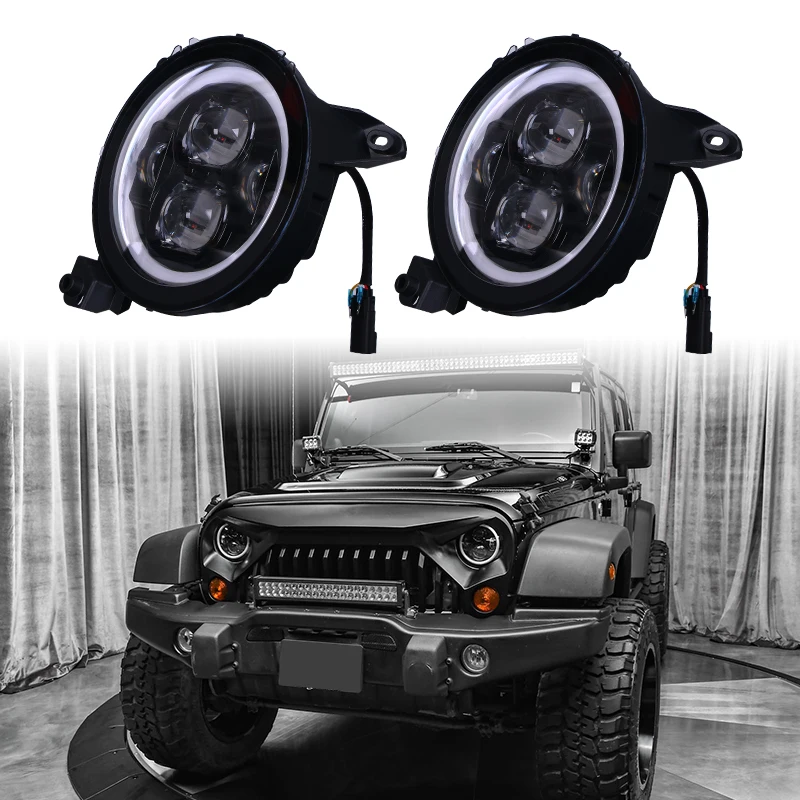 9 Inches LED Headlight Headlamp Front Head Light Lamp For Jeep Wrangler JL 2018+ Car Accessories Part