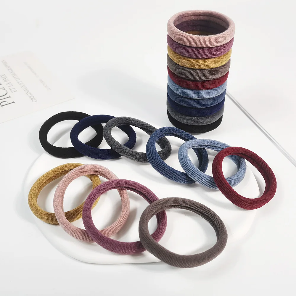 Jiamu Factory Price 20 Colors High Quality Seamless Elastic Hair Bands For Thick Cotton Hair Accessories Ties For Women Girls