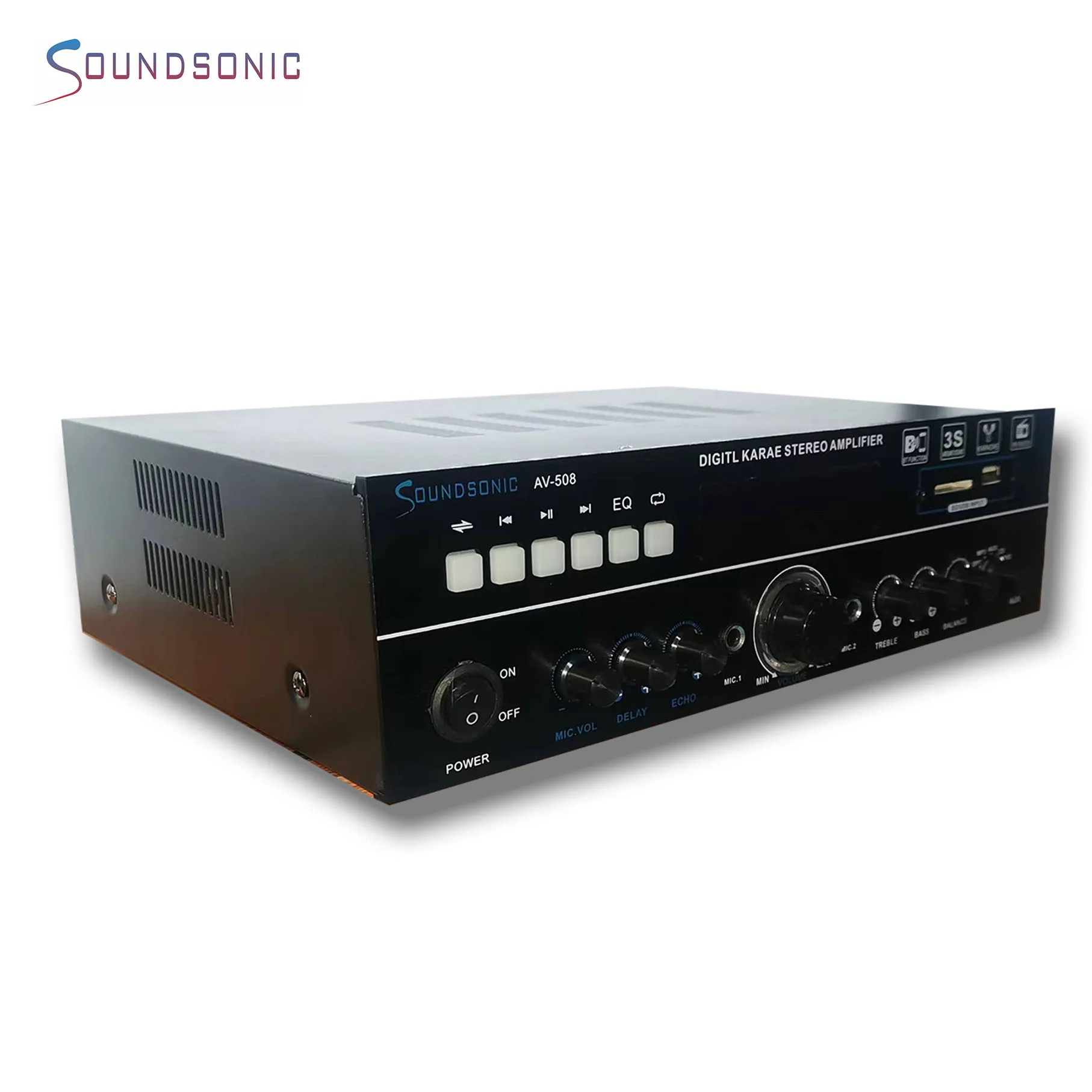 Aluminum Panel 2.0 Channel Power Audio Amplifier With Usb/sd/fm/mic Functions black color