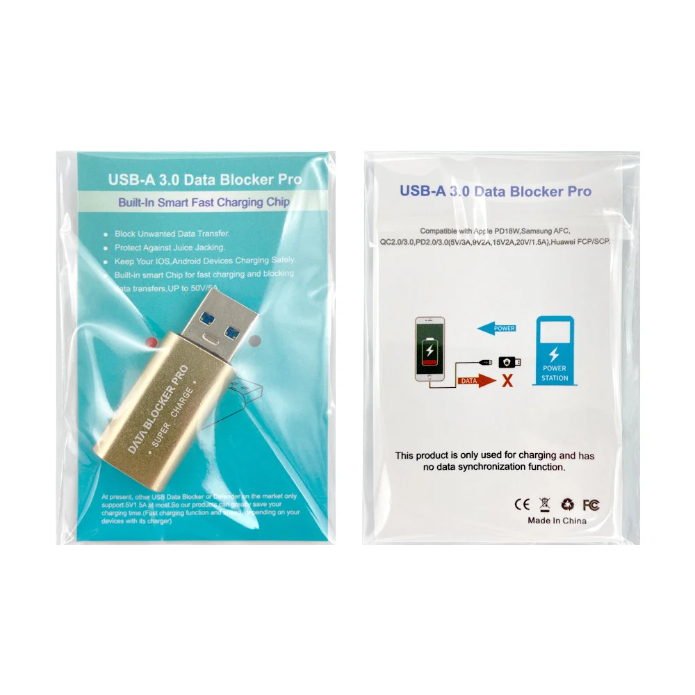 Super Charger  5V-20V 2A-5A GE04 Metal USB 3.0 Data Blocker Pro with Custom Logo Printing