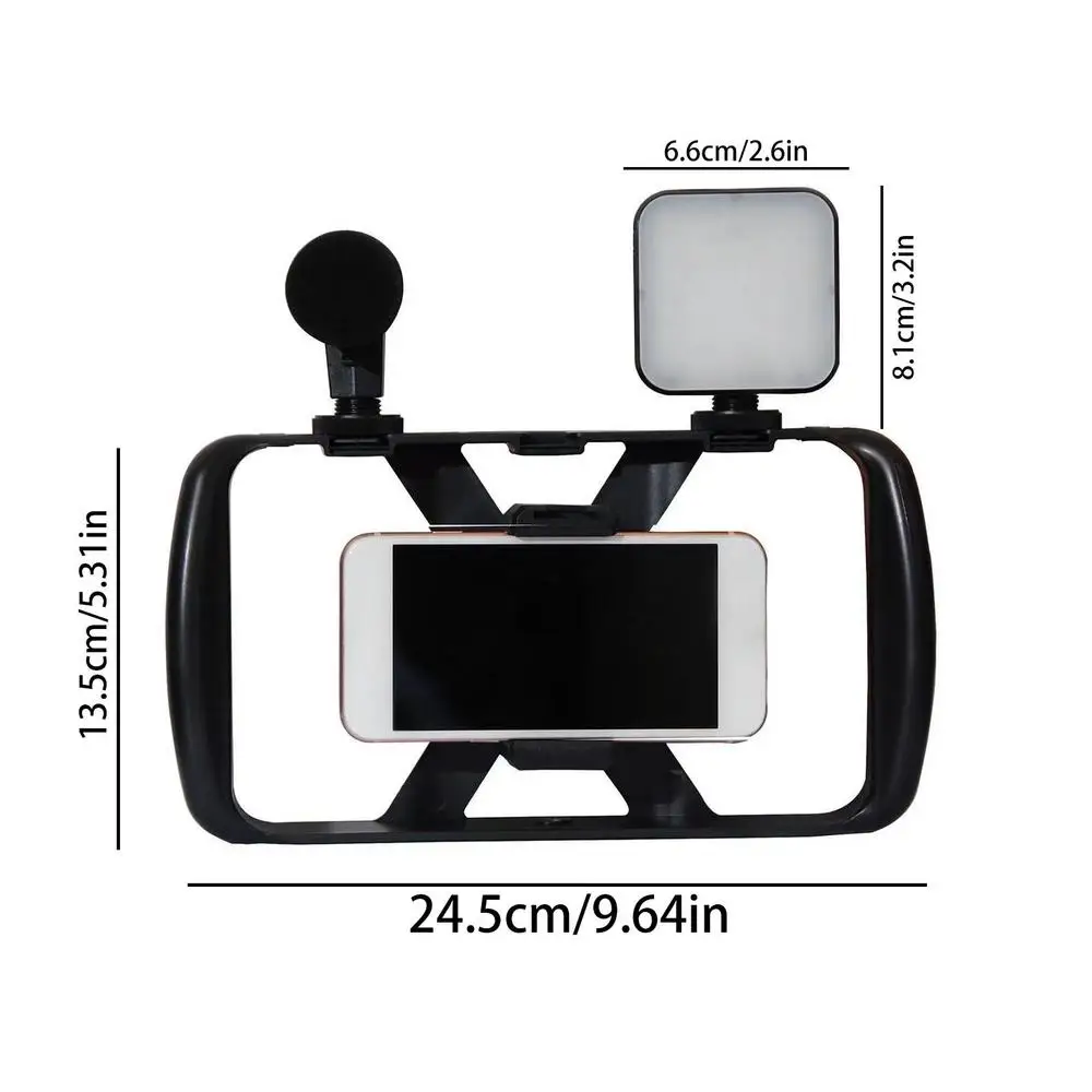 Cell Mobile Phone Cage Stabilizer for Video Recording Camera Stabilizer Rig with Phone Mount Cold Shoe Mount and Side Handle