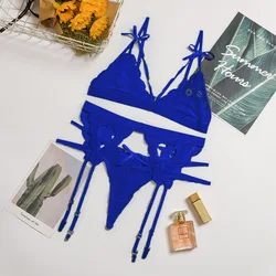 Z0399A Hot selling underwear women sexy Lace perspective lingerie set hollow out bow Net yarn valentines day lingerie women