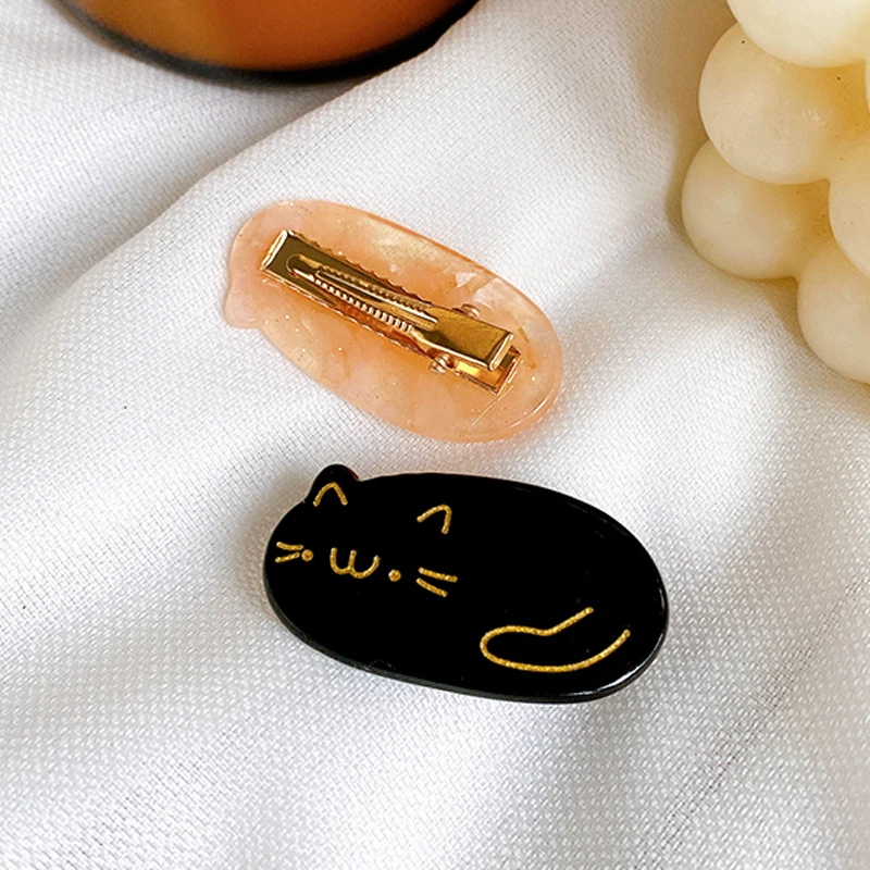 Ins Hot Selling Cute Cat Hair Barrettes 4cm Colorful Acetate Small Kitty Duckbill Hair Clips Accessories For Kids Girls