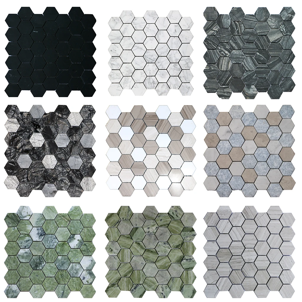 Black Marquina Hexagon marble mosaic tiles marble mosaic hexagonal black honeycomb stone mosaic tiles