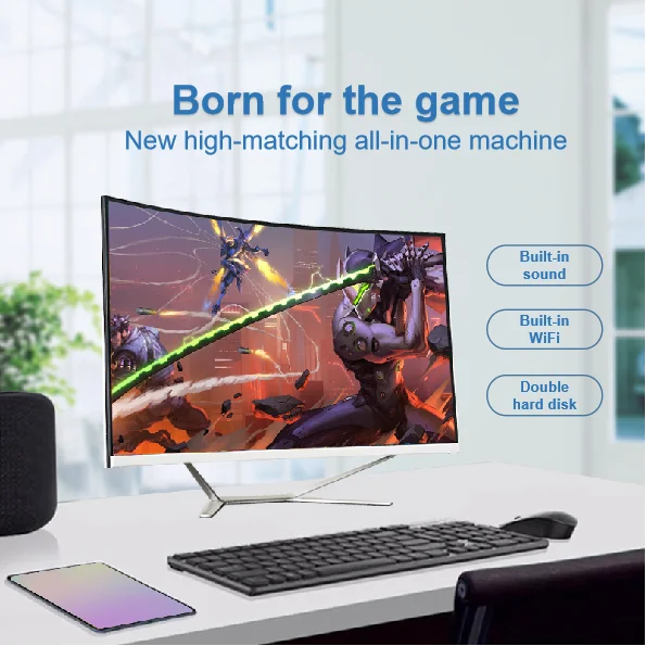 27 inch industrial price cheap hot sale core i3/i5/i7 curved screen all-in-one computers desktops gamer gaming  all in one pc