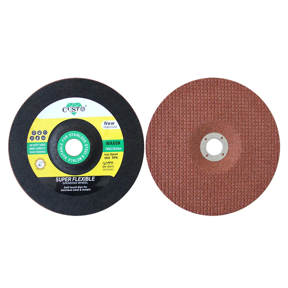 CUSTO Wholesale MPA EN12413 Certificates Free Sample 4inch Flexible Grinding Disc Custom for Inox Stainless Steel Stone