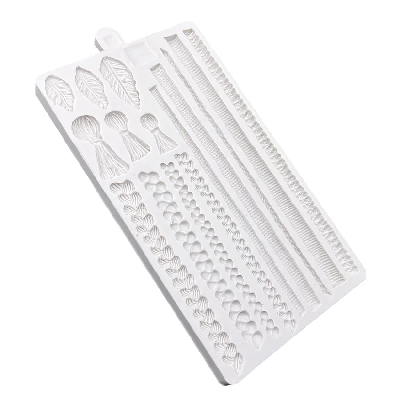Long Rope and Knots Fondant Silicone Mat for Wedding Party Cake Border Decorating Cupcake Gum Paste Sugar Craft Candy molds