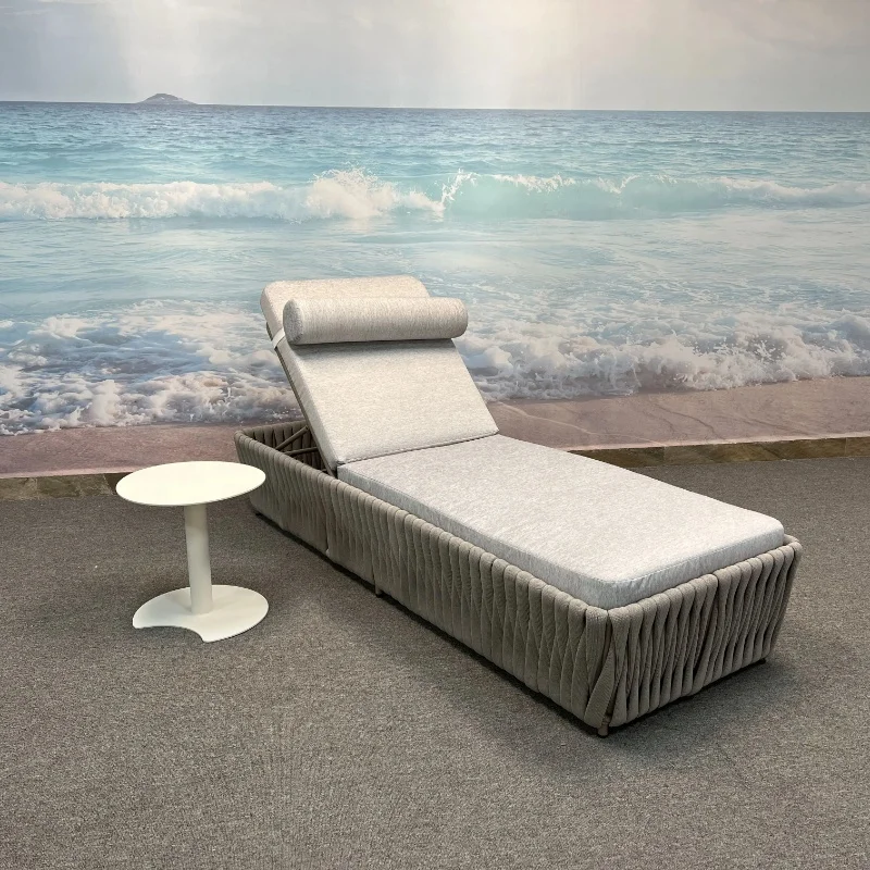 Hotel Villa  Outdoor Sun Lounge Furniture  Rope Wicker  Swimming Pool Sun Bed  Beach Sun Lounger