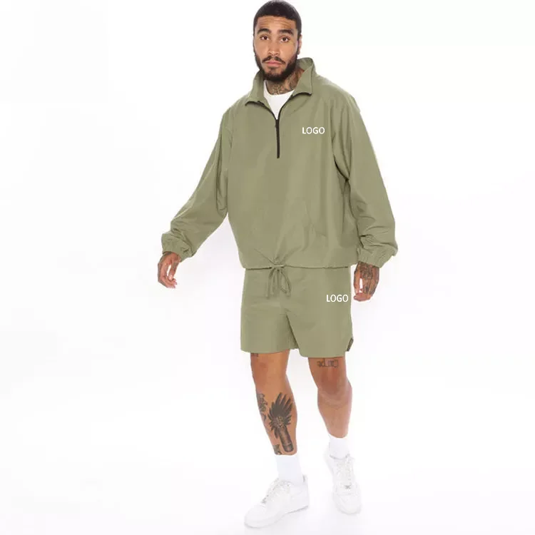 Casual Waterproof polyester Lightweight Tracksuit Men Windbreaker sweatsuits Track Suit Set nylon tracksuit with shorts