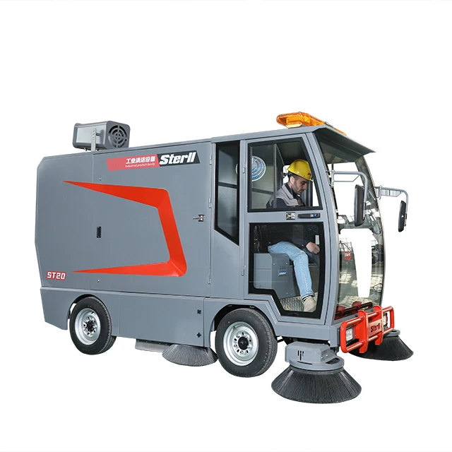 Shandong Sterll Full Closed High Efficiency Ride On Floor Cleaning Sweeping Machine ST20 Street Road Vacuum Sweeper