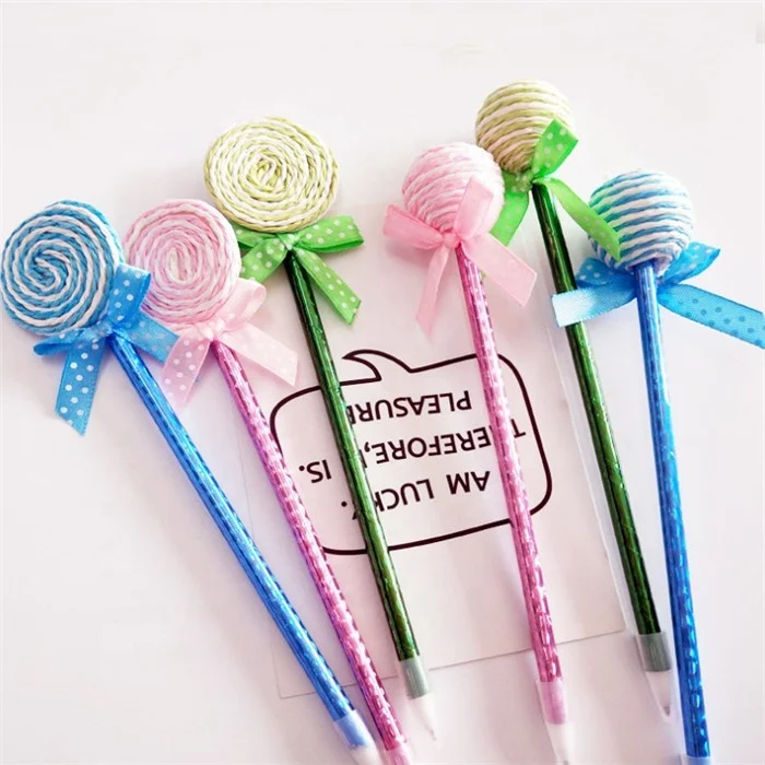 kawaii round lollipop bow plastic ballpoint pen