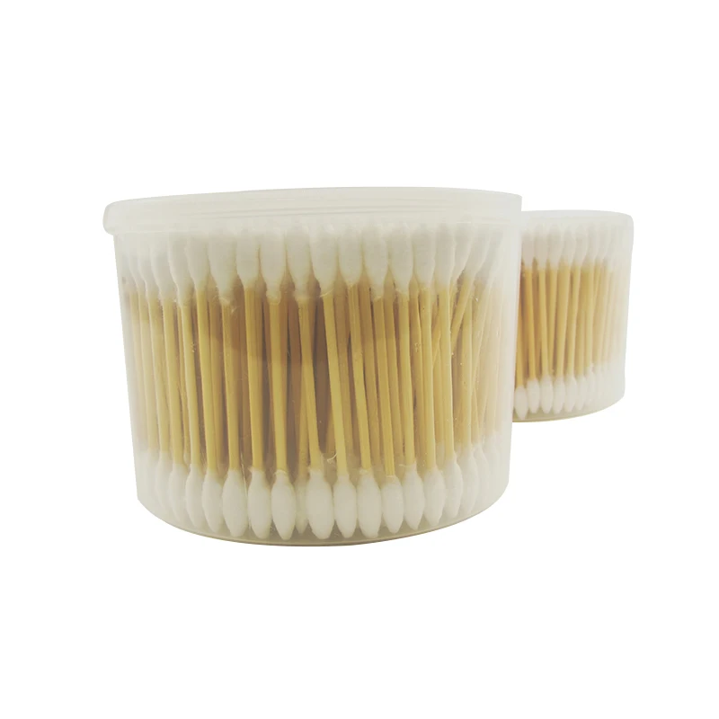 hot selling Long Organic Wooden Stick Thin Cotton Swabs Cleaning Ear Cotton Bud made in China