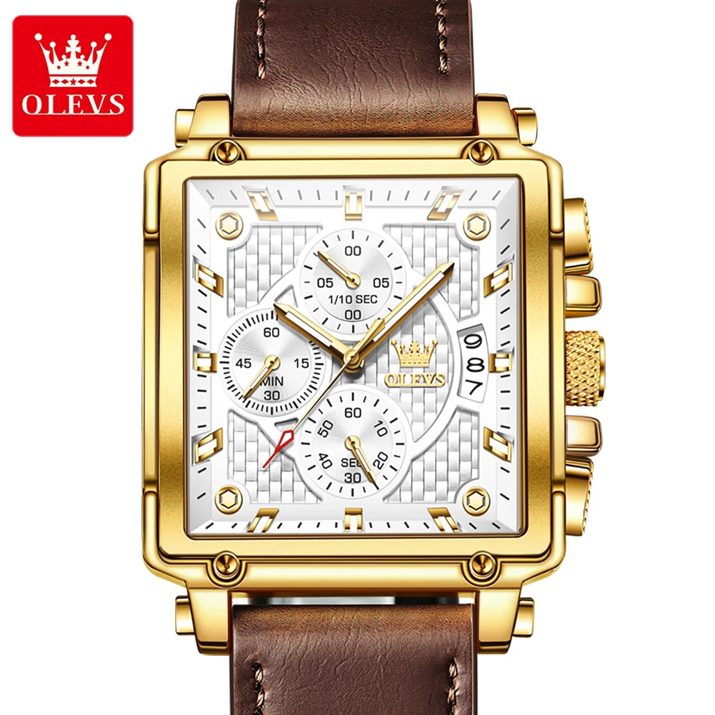 Hot Sale OLEVS 9925 Watch for Men Fashion Square Quartz Movement 3ATM Waterproof Watches Calendar Casual Youth Men Sports Watch