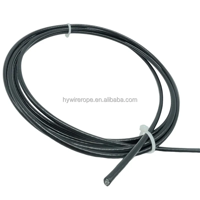 Black 7x19 4mm to 6mm TPU coated galvanized steel wire rope gym cable for protect the pulley from the gym