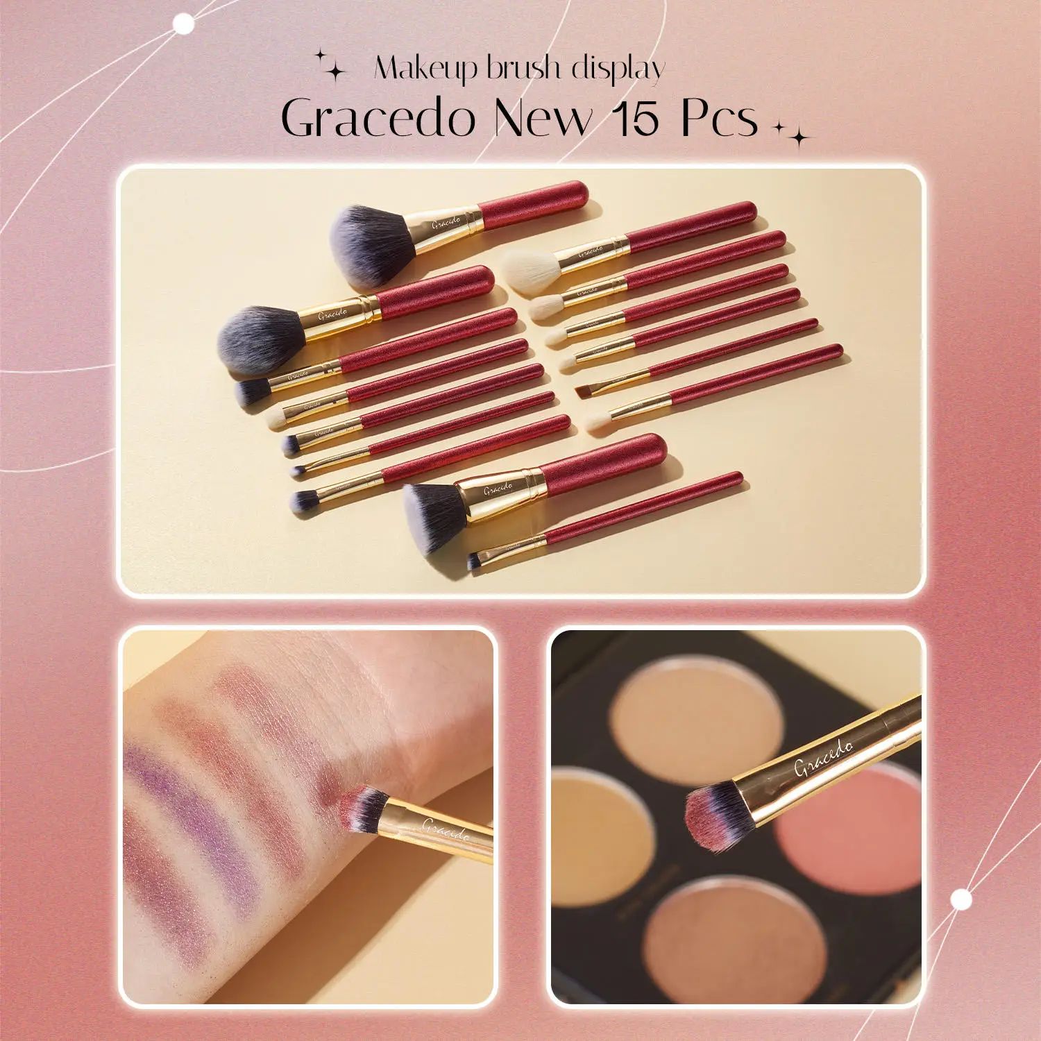 OEM Cosmetic 15/32pcs red Travel Luxury Private Label Face Soft Dense Synthetic Hair Wood Handle Cosmetic Makeup Brushes Set