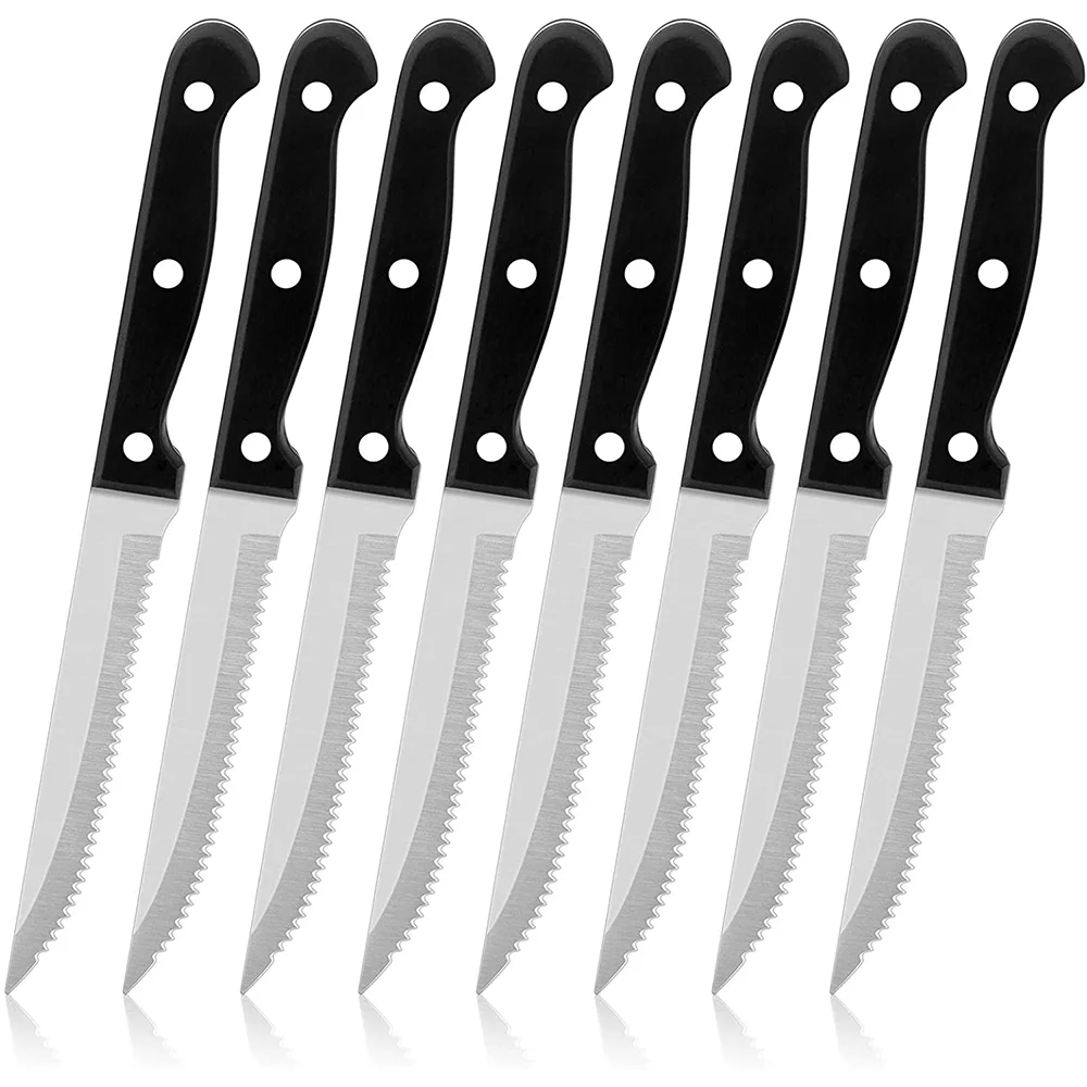 Low price kitchen innovative product Stainless Steel Sharp Blade Restaurant Serrated Flatware Steak Knife Set With ABS Handle