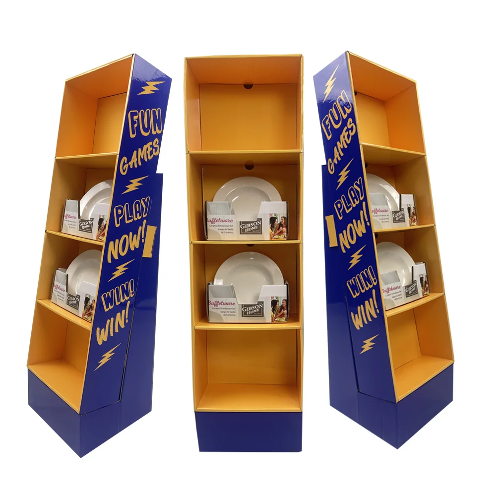 Print Cardboard Floor Display Stand Manufacturer Corrugated Cardboard Promotion Display Rack Paper Floor Display For Retail Food