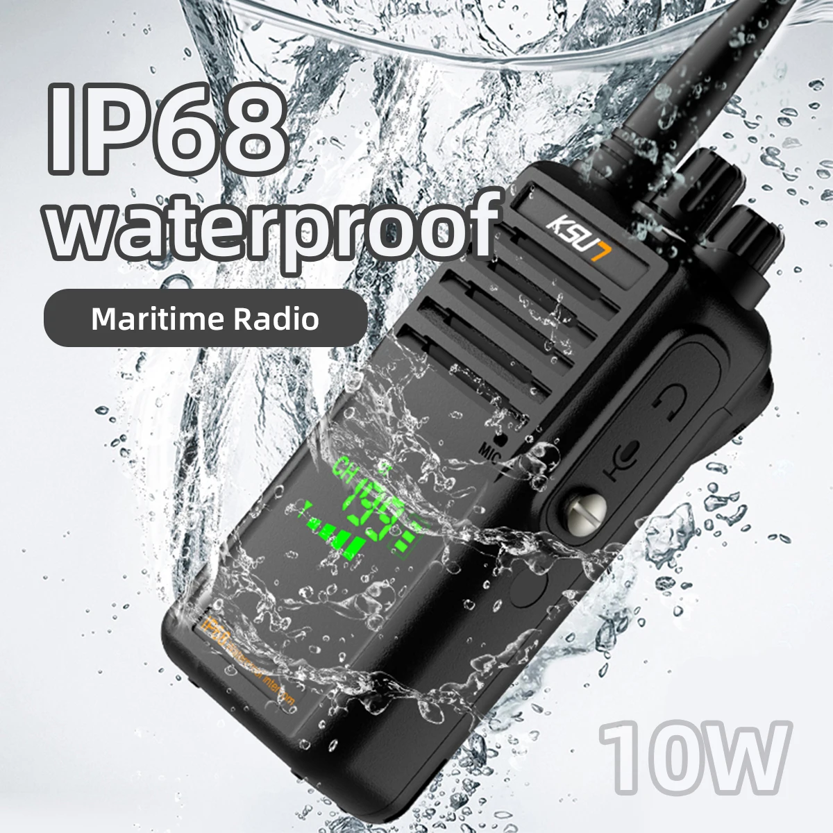 P85 High Quality 10W IP68 Waterproof VHF Marine Two Way Radio Scanner Wireless Intercom Long Range Portable Walkie Talkie