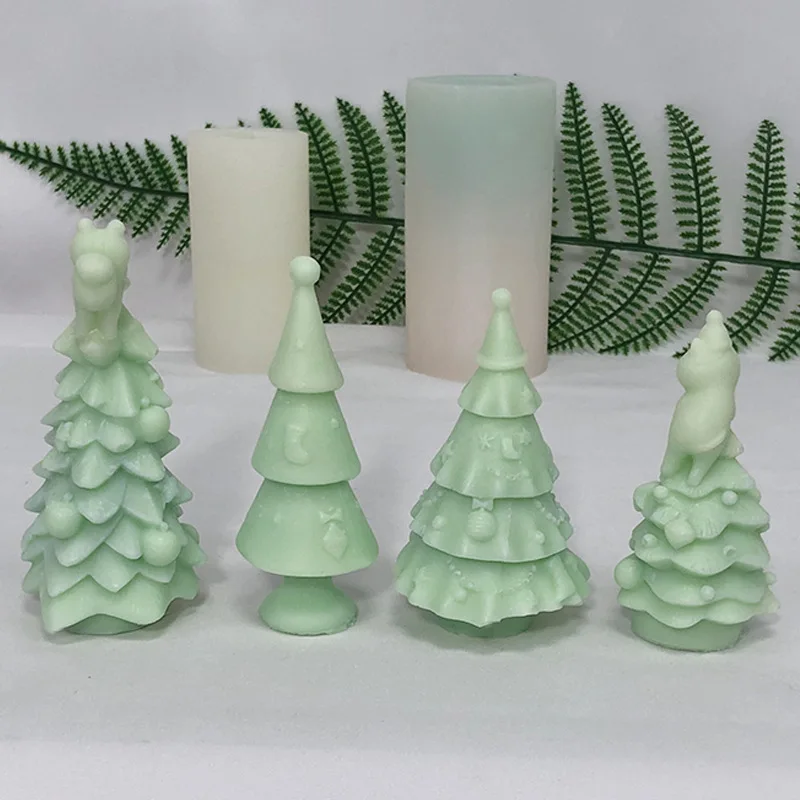 DM626 New 3D Christmas Tree Aromatic Candle Silicone Mold DIY Wax Candle Soap Resin Craft Moulds for Home Party Decor