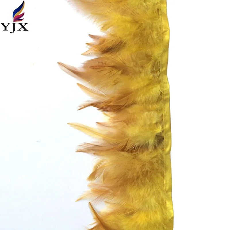 wholesale dyed mango yellow Rooster Feather trimming for dresses