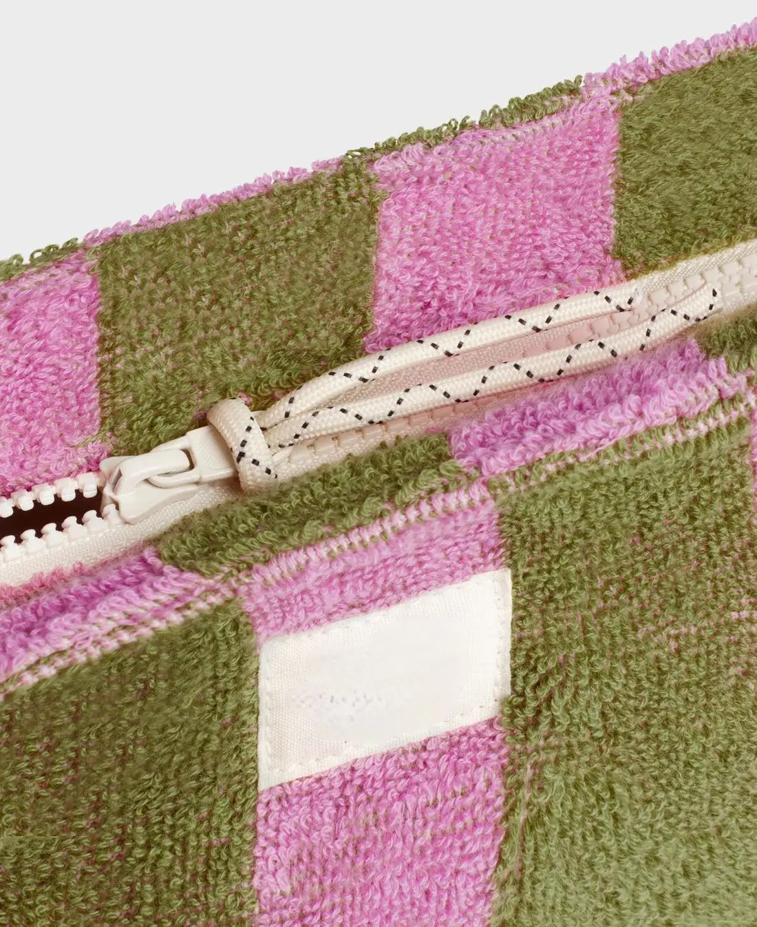 Custom Size Logo Striped Cotton Towel Towelling Terry Cloth Zipper Beauty Cosmetic Makeup Make Up Toiletry Skincare Pouch Bag