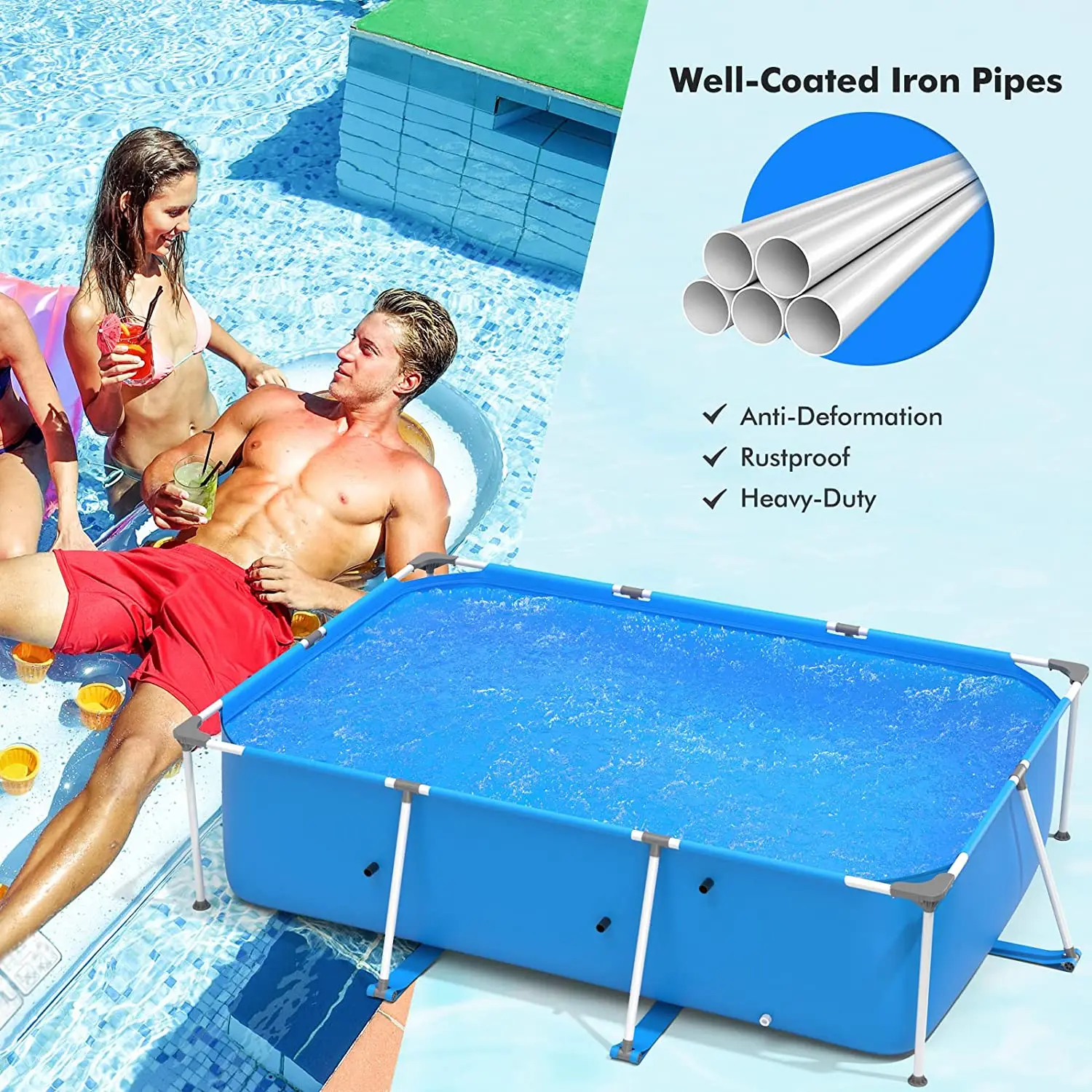 PVC net clamping cloth Metal Frame Pool with Cartridge Filter Pump