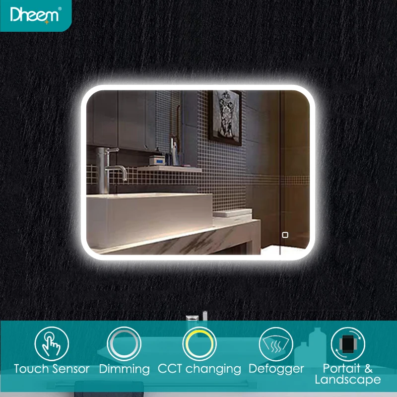 Hotel Bathroom Anti-Fog Multi-Colored Led Lighted Mirror with Blue tooth Speaker