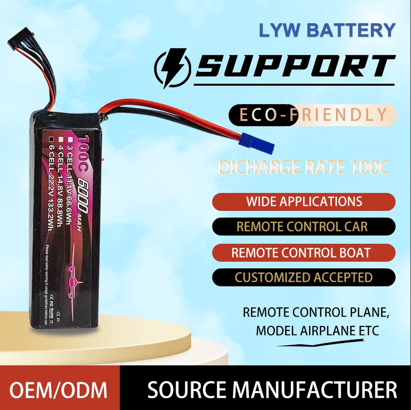 High quality low price powerful LYW 6000mAh 100C 14.8V FPV drone battery lithium polymer battery