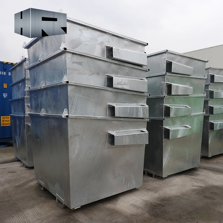 Hot galvanizing skip bin outdoor steel front load bin metal waste front load dumpster
