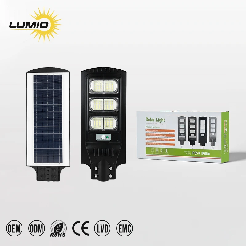 Cheap solar street lights solar road lighting systems square black 250w ce rohs certified Solar integrated led street light