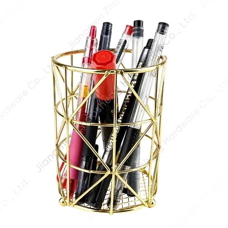 Customize Office Desk Organizer Metal Makeup Brush Pencil Case Cup Pen Holders for Desk