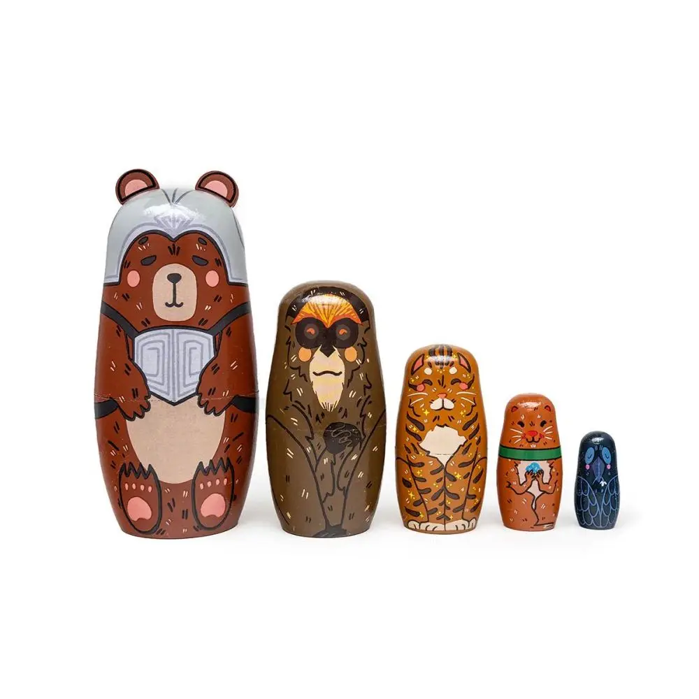 Russian Dolls Matryoshka Pyrography Style Handmade in Russian Federation Wooden Nesting Dolls Folk Art and Crafts