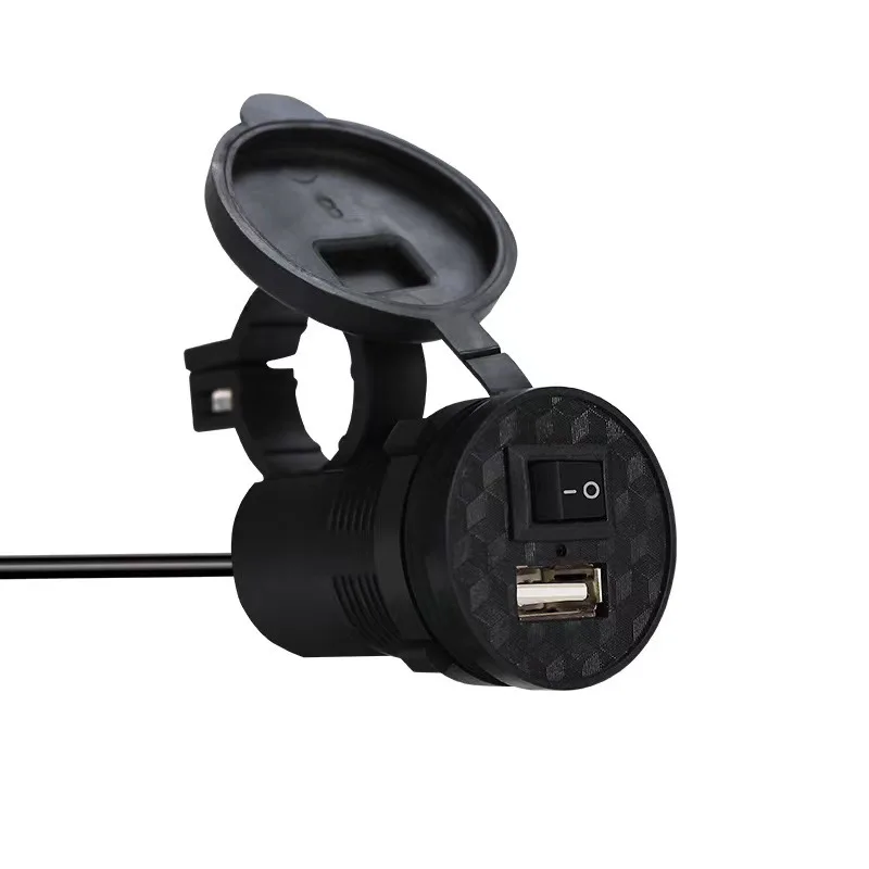 Motorcycle electric car mobile phone charger single port USB with indicator light and waterproof cover input voltage is 9-24V