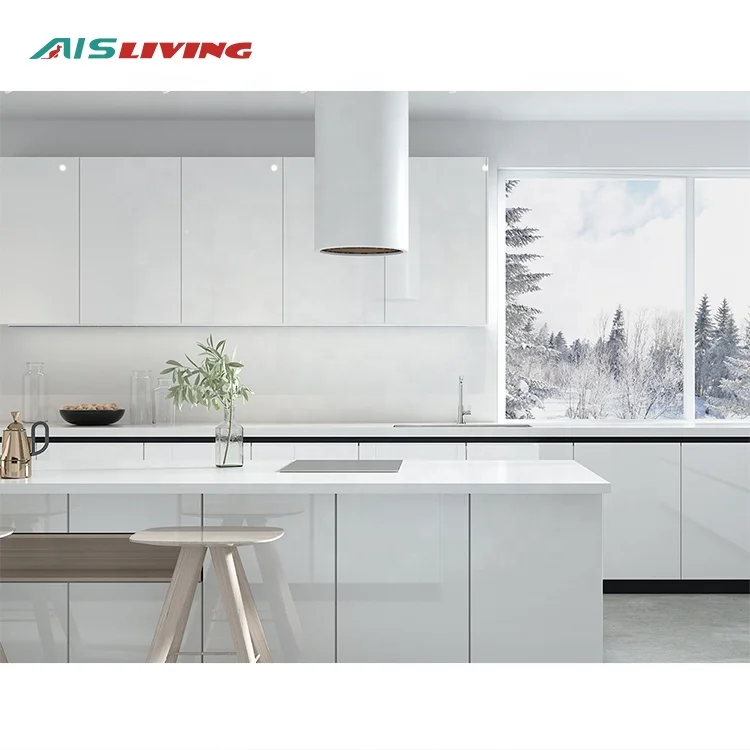 2022 New Sample China Matt Lacquer Luxury Modern High Gloss White Kitchens Furniture Islands Designs Modular Kitchen Cabinet Set