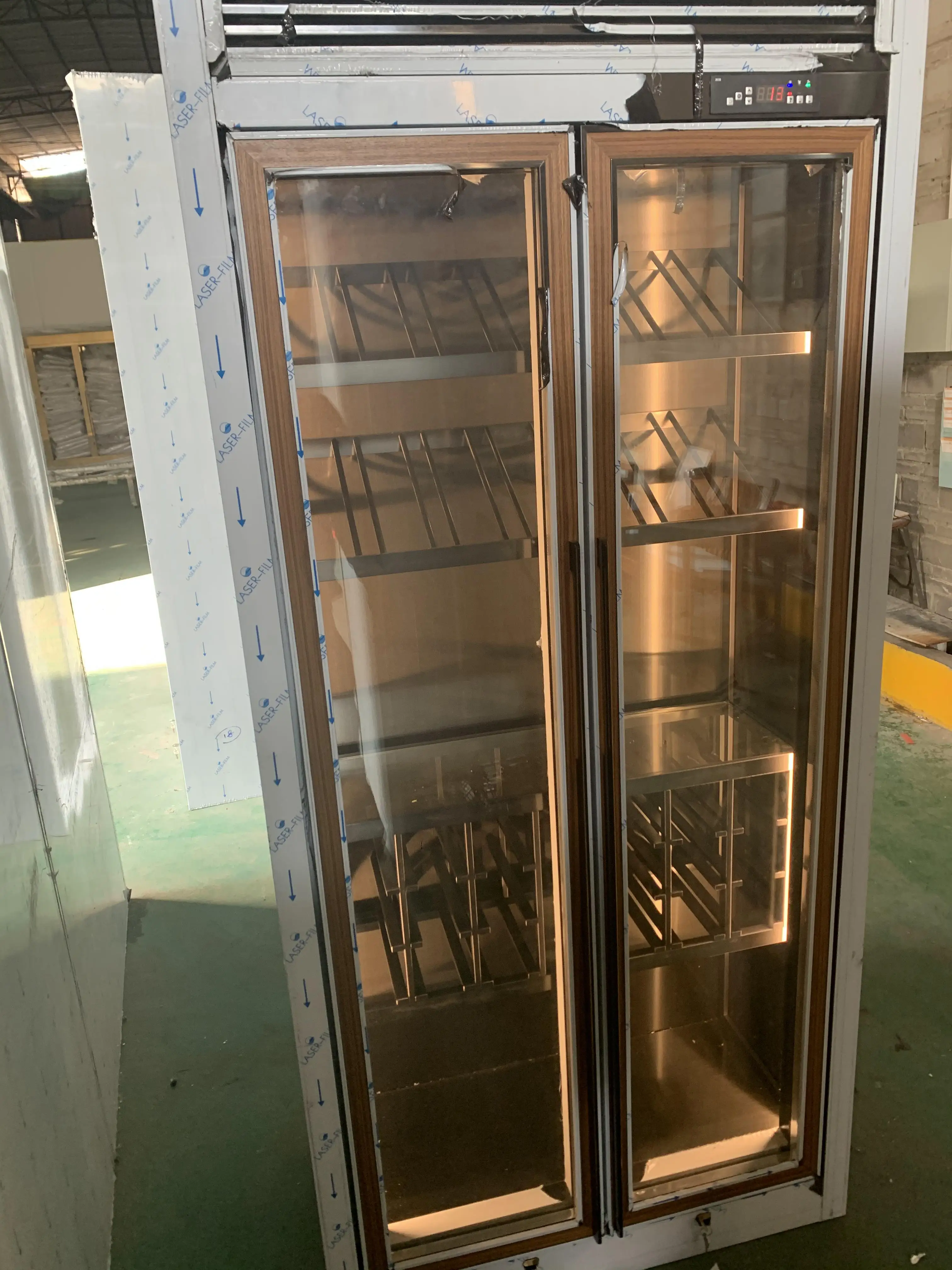 Custom two door  Wine cellar cooling unit  Bar Wine cabinet with refrigerator use for Wine storage big or small dual zone